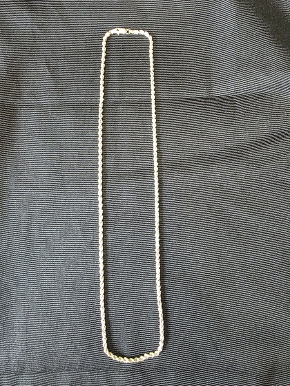 Solid 14K White Gold Rope Chain Necklace – 19” / 2.5mm / 7.1g (Michael Anthony)